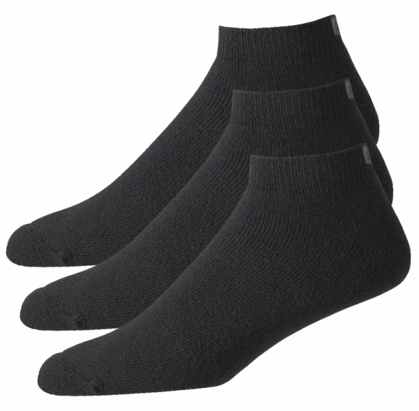 FOOTJOY COMFORTSOF SPORT GOLF ANKLE SOCKS โ BLACK (3 PACK)