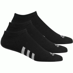 ADIDAS 3-STRIPE CUSHIONED NO SHOW GOLF SOCKS – BLACK