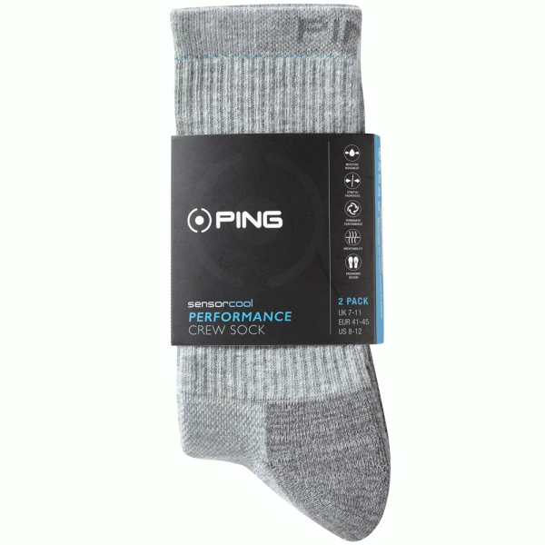 PING SENSORCOOL CREW SOCKS 2 PACK – GREY - Image 2