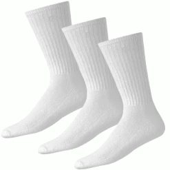 FOOTJOY COMFORTSOF GOLF CREW SOCKS – WHITE (3 PACK)
