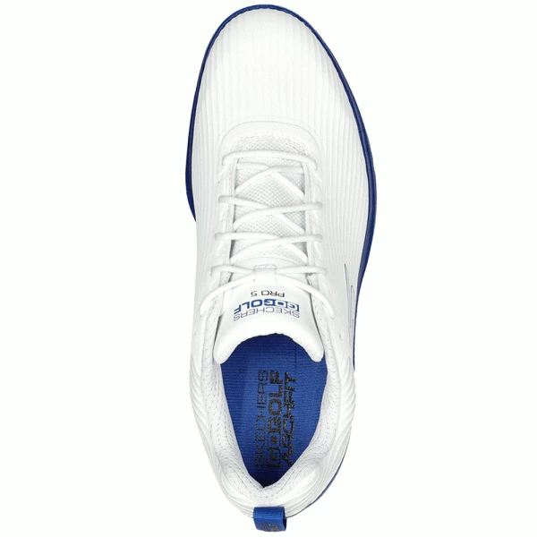 SKECHERS GO GOLF PRO 5 HYPER GOLF SHOES – WHITE / BLUE +FREE SHOE BAG - Image 4