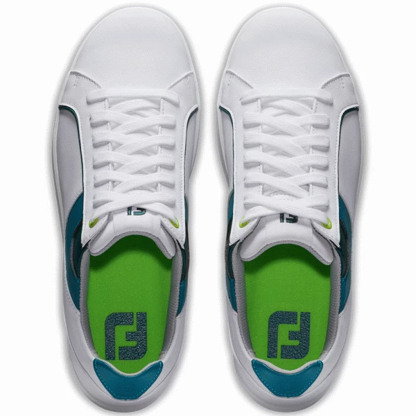 FOOTJOY LINKS LADIES GOLF SHOES – WHITE / BLUE / GREEN 98157 - Image 3
