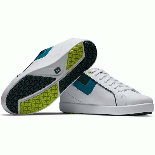 FOOTJOY LINKS LADIES GOLF SHOES – WHITE / BLUE / GREEN 98157 - Image 4