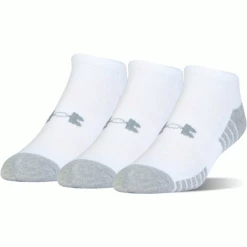 UNDER ARMOUR HEATGEAR® NO SHOW GOLF SOCKS 3 PACK – WHITE
