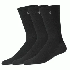 FOOTJOY PRO-DRY GOLF CREW SOCKS – BLACK (3 PACK)