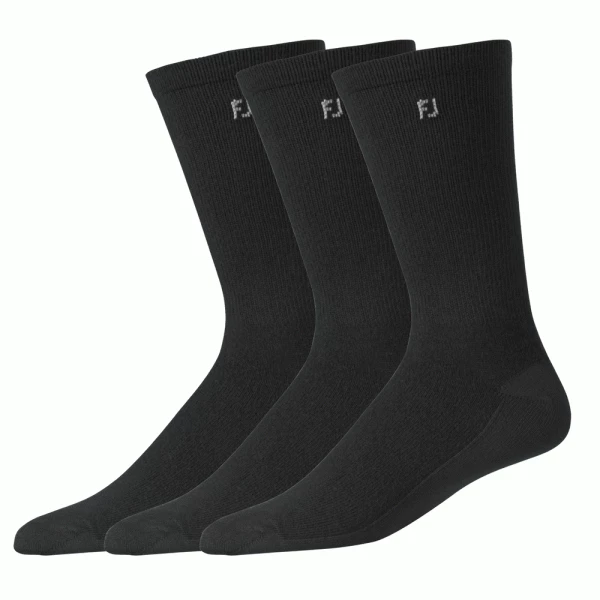 FOOTJOY PRO-DRY GOLF CREW SOCKS – BLACK (3 PACK)