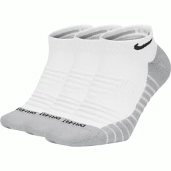 NIKE EVERYDAY MAX CUSHIONED GOLF SOCKS (3 PAIRS) – WHITE / GREY