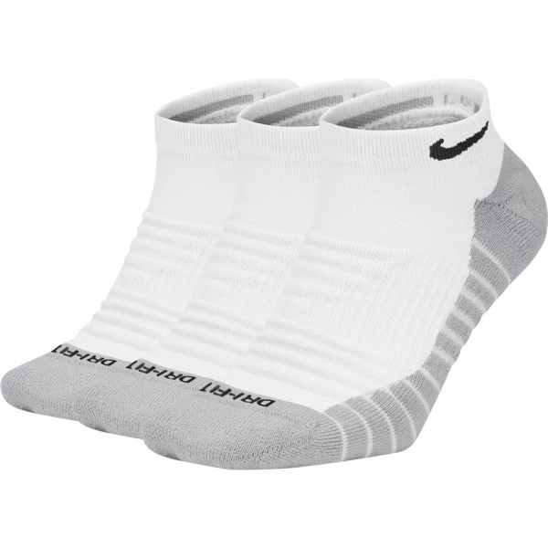 NIKE EVERYDAY MAX CUSHIONED GOLF SOCKS (3 PAIRS) – WHITE / GREY