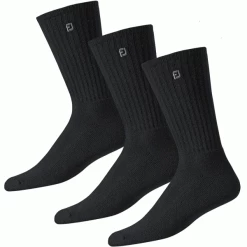 FOOTJOY COMFORTSOF GOLF CREW SOCKS – BLACK (3 PACK)