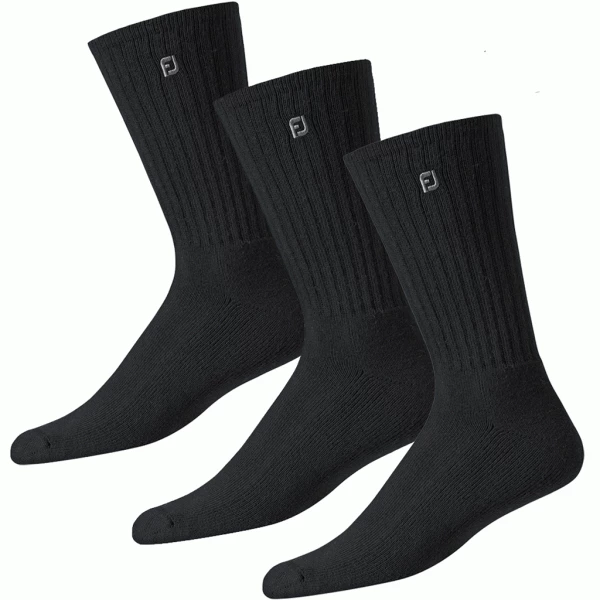 FOOTJOY COMFORTSOF GOLF CREW SOCKS – BLACK (3 PACK)
